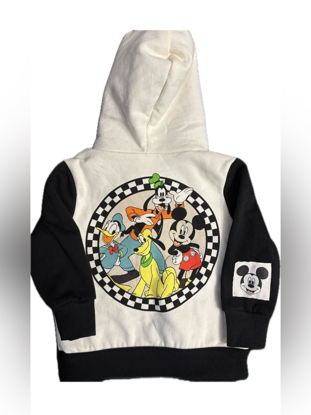 Disney Mickey & Friends Toddler Zip Hoodie Jacket Checkerboard Plush Lined 3T